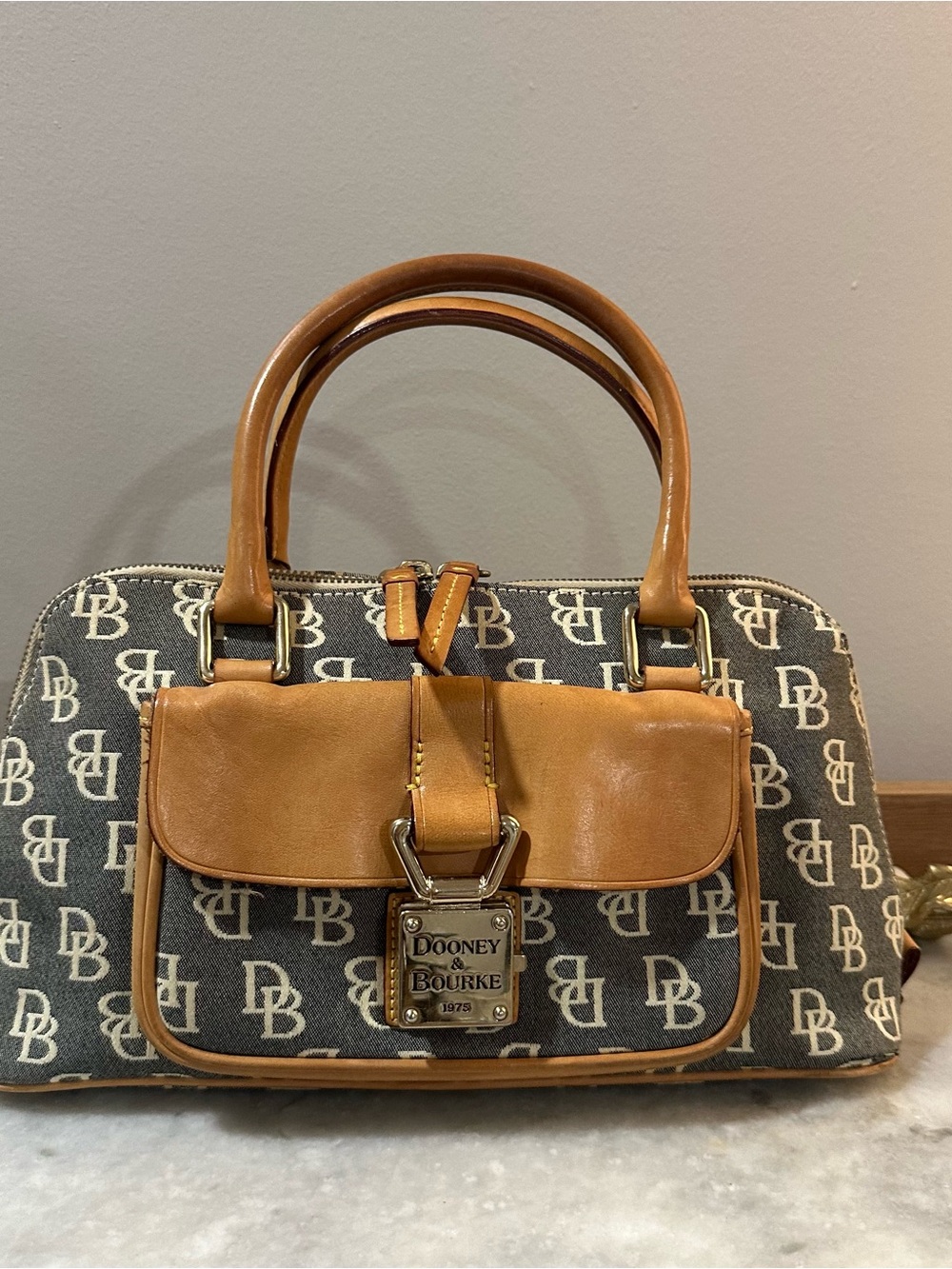 Dooney & Bourke Canvas Denim Logo Satchel